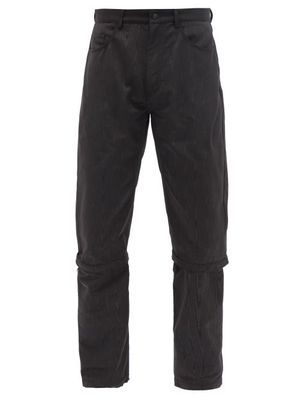 Marine Serre - Detachable-cuff Recycled-fibre Moiré Trousers - Mens - Black