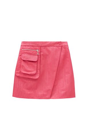 Marine Serre - Asymmetrical Recycled-fibre Moiré Mini Skirt - Womens - Pink