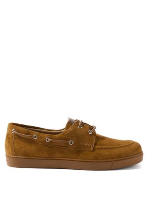 Gianvito Rossi - Fogar Suede Boat Shoes - Mens - Brown