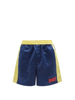 Bode - Essex Stadium Satin Shorts - Mens - Blue