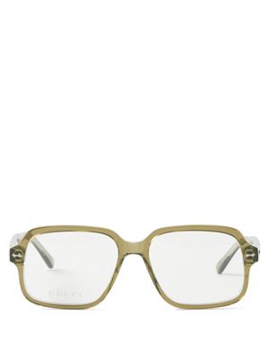 Gucci Eyewear - Square Acetate Glasses - Mens - Green Multi