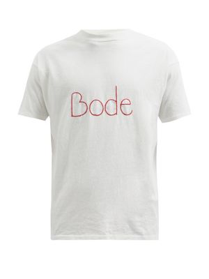 Bode - Logo-embroidered Cotton-jersey T-shirt - Mens - White