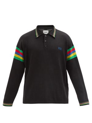 Bode - Cycling Striped Merino Polo Sweater - Mens - Black