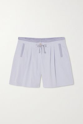 Paradised - Valley Pleated Cotton-twill And Ribbed Jersey Shorts - Purple
