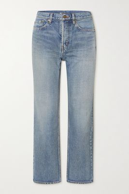 SAINT LAURENT - Cropped Mid-rise Straight-leg Jeans - Blue