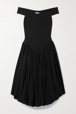 Khaite - Noma Off-the-shoulder Stretch-cotton Jersey Midi Dress - Black