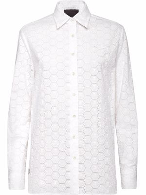 Philipp Plein long-sleeve lace shirt - White