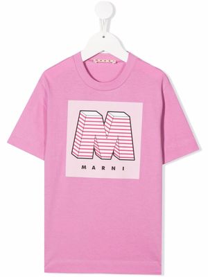 Marni Kids logo crew-neck T-shirt - Pink