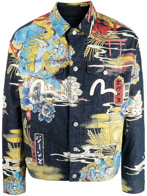 EVISU graphic-print denim jacket - Multicolour