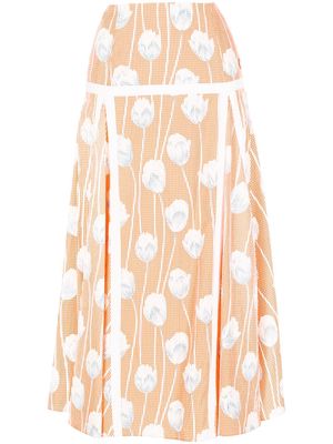 Kenzo tulip-print midi skirt - Orange