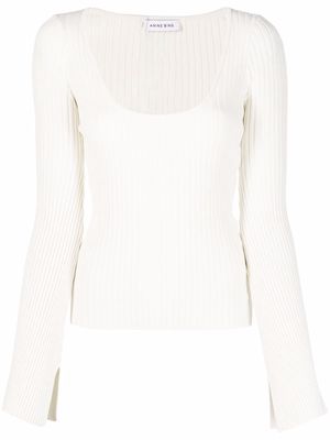 ANINE BING ribbed scoop-neck top - White