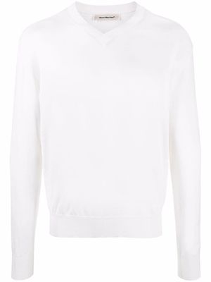 There Was One V-neck fine knitted jumper - White