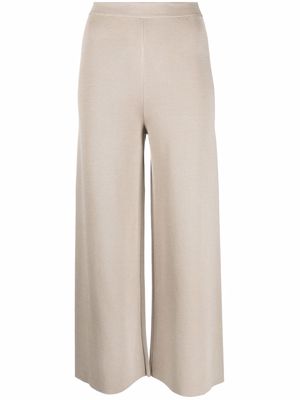 Gentry Portofino cropped wide-leg knitted trousers - Neutrals
