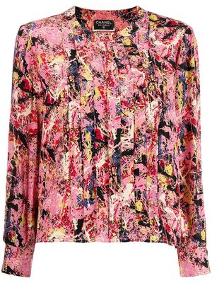 Chanel Pre-Owned 1990s abstract-print silk bouse - PINK
