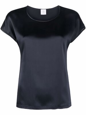 Eleventy U-neck short-sleeved silk top - Blue