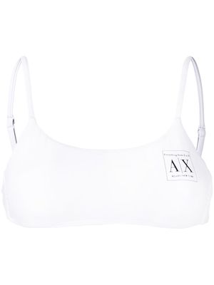 Armani Exchange logo-print bikini top - White