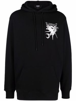 MSGM fish-print pullover hoodie - Black