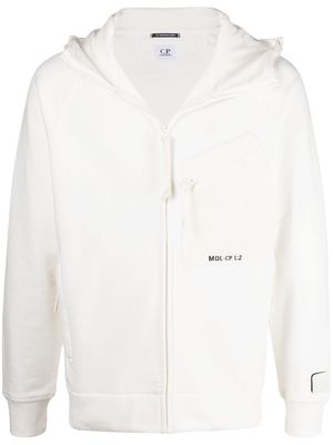 C.P. Company logo zipped hoodie - White