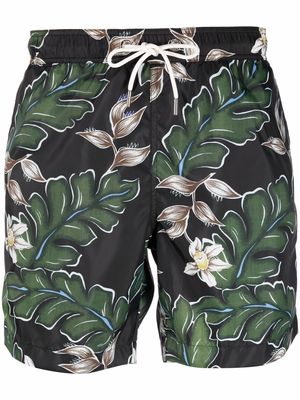 Moncler leaf-print swim shorts - Green
