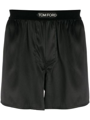 TOM FORD logo-waistband silk boxers - Black