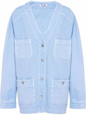 Miu Miu garment-dyed drill blouson jacket - Blue