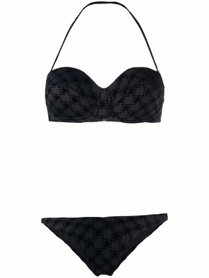 Elisabetta Franchi monogram-pattern halterneck bikini - Black