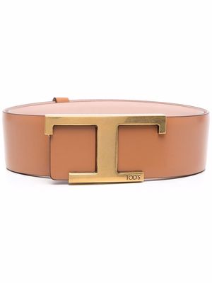 Tod's logo-plaque leather belt - Brown