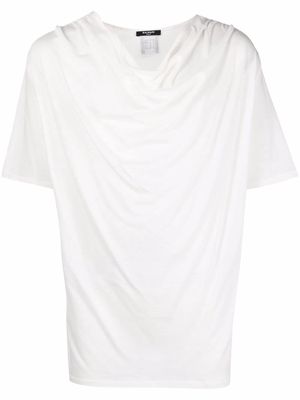 Balmain draped short-sleeve T-shirt - White