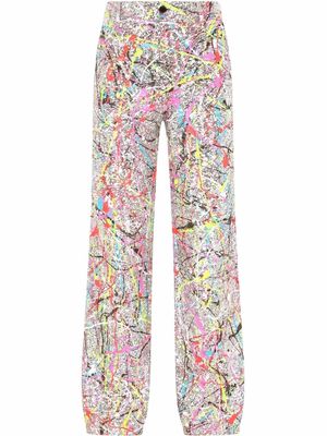 Dolce & Gabbana paint splatter wide leg suit trousers - Silver