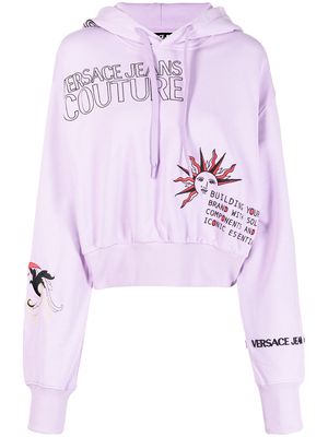 Versace Jeans Couture embroidered cotton hoodie - Purple
