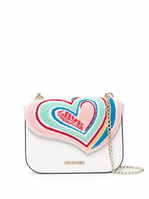Love Moschino heart flap shoulder bag - White