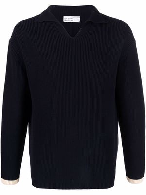 Ballantyne spread-collar ribbed-knit jumper - Blue