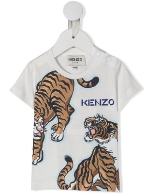 Kenzo Kids tiger print logo t-shirt - White