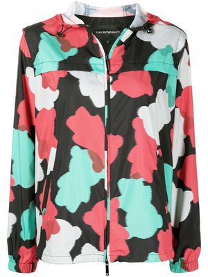 Emporio Armani abstract-print hooded jacket - Red