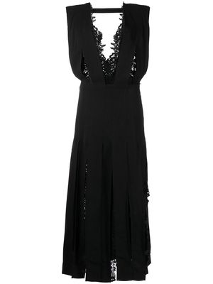 Monse lace-fringe padded-shoulders dress - Black