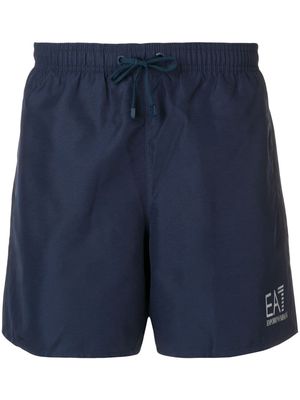 Ea7 Emporio Armani logo print swim shorts - Blue