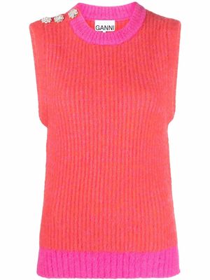 GANNI embellished wool-blend vest - Pink
