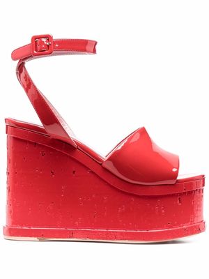 HAUS OF HONEY patent-leather wedge sandals - Red