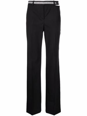 Versace cut-out logo-waistband trousers - Black