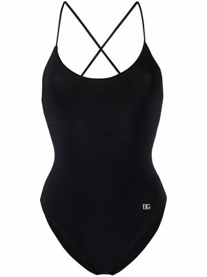 Dolce & Gabbana Intero crossover strap swimsuit - Black