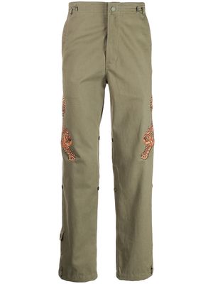 Maharishi tiger-embroidered straight-leg pants - Green