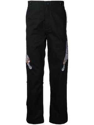 Maharishi tiger-embroidered cargo pants - Black