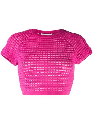 Genny open-knit short sleeve top - Pink