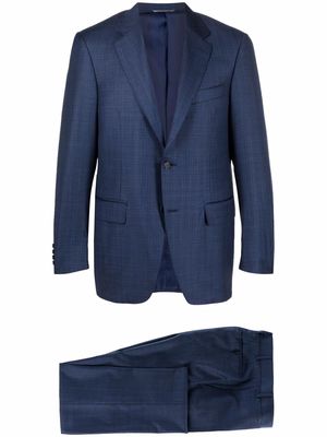 Canali fine-check single-breasted wool suit - Blue