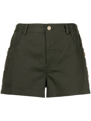 Monse Grommet twill denim shorts - Green
