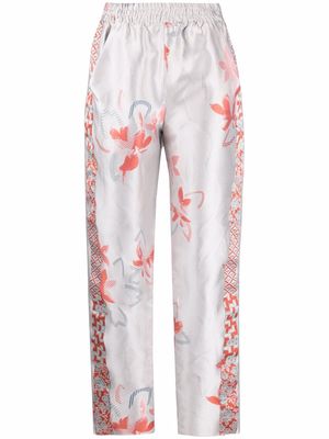 Emporio Armani floral-print straight-leg trousers - Grey