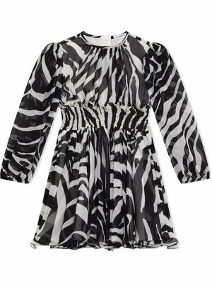 Dolce & Gabbana Kids flared zebra-print dress - Black