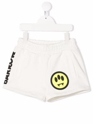 Barrow kids logo-print cotton track shorts - White