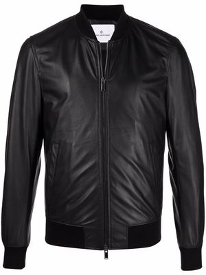 Tagliatore zipped-up leather bomber jacket - Black