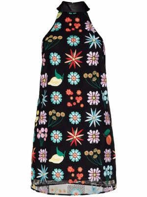 STAUD Sicily floral-embroidered minidress - Black